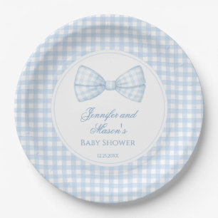 Niedliche, blaue Bogen-Krawatte Boho Babydusche Pappteller