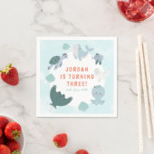 Niedliche blaue Boys unter dem Meereswasser Farbe Serviette (Beispiel)