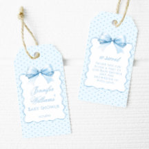Niedliche blaue Bugband Babydusche Danke