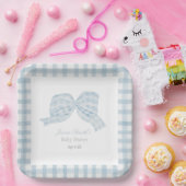 Niedliche blaue Bugband-Babydusche Pappteller (Party)