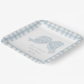 Niedliche blaue Bugband-Babydusche Pappteller (Gewinkelt)