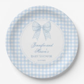 Niedliche, blaue Bugband-Babydusche Pappteller (Vorderseite)