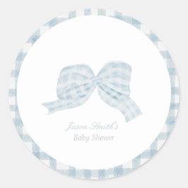 Niedliche blaue Bugband-Babydusche Runder Aufkleber