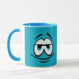 Niedliche blaue Cartoon-Gesichtskaffeetasse Tasse