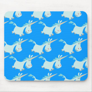Niedliche blaue Cartoonunicorn-Herde!! mousepad