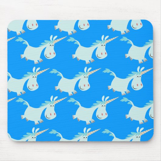 Niedliche blaue Cartoonunicorn-Herde!! mousepad (Vorne)