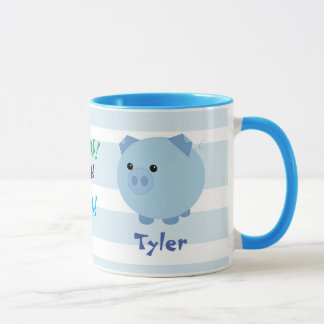 Niedliche blaue Chubby Schwein-Tasse Tasse