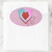 Niedliche Blaue Delphine mit rotem Herzen Ovaler Aufkleber (Tasche)