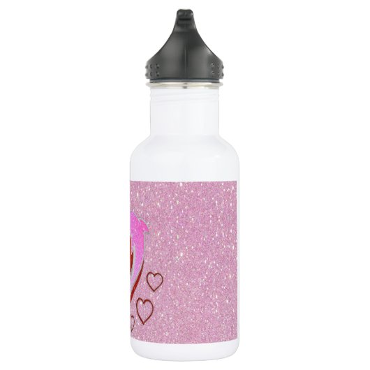 Niedliche Blaue Delphine mit rotem Herzen Trinkflasche (Rechts)