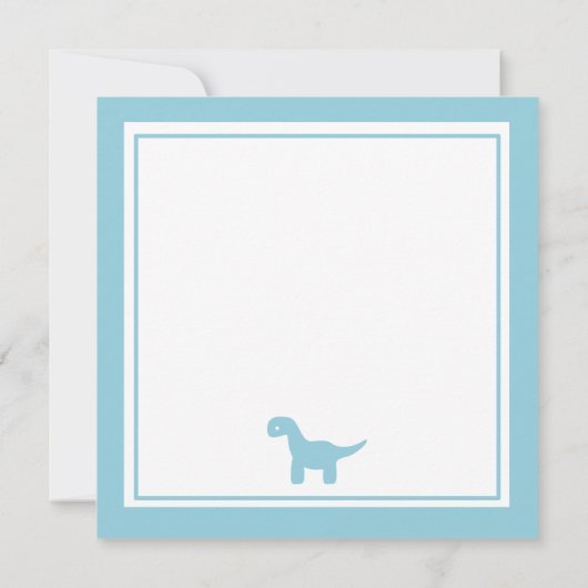 Niedliche blaue Dinosaurier-Baby-Duschen-Einladung Einladung (Rückseite)