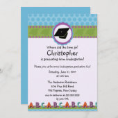 NIEDLICHE blaue Einladung (Vorne/Hinten)