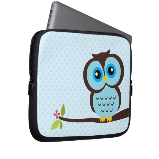 Niedliche blaue Eule Laptopschutzhülle (Vorne Rechts)