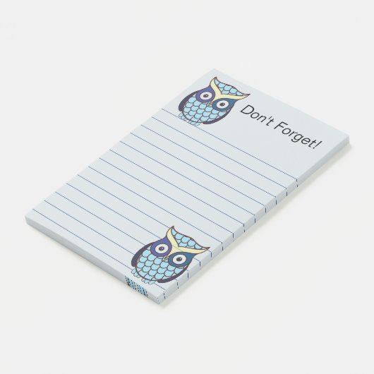 Niedliche blaue Eule mit spielerischem Charme Post-it Klebezettel (angewinkelt)