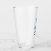 Niedliche blaue Eule und kleiner Vogel Glas (Rechts)