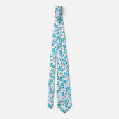 Niedliche, blaue Federblumenmuster Krawatte (Rückseite)
