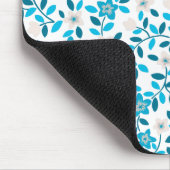 Niedliche, blaue Federblumenmuster Mousepad (Ecke)