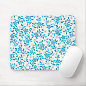 Niedliche, blaue Federblumenmuster Mousepad (Mit Mouse)