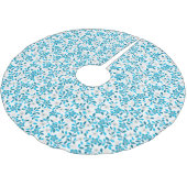 Niedliche, blaue Federblumenmuster Polyester Weihnachtsbaumdecke (Schrägansicht)