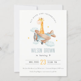 Niedliche Blaue Fliege über Giraffe tierisches Flu Einladung