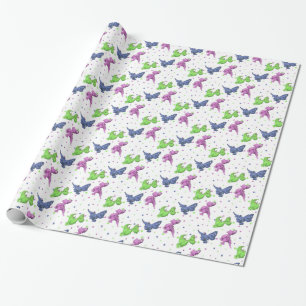 Niedliche blaue, grüne und rosa Drachen Geschenkpapier
