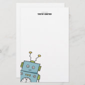 Niedliche blaue Hand gezeichneter Roboter Briefpapier (Vorne/Hinten)