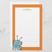 Niedliche blaue Hand gezeichneter Roboter Briefpapier (Vorne/Hinten)