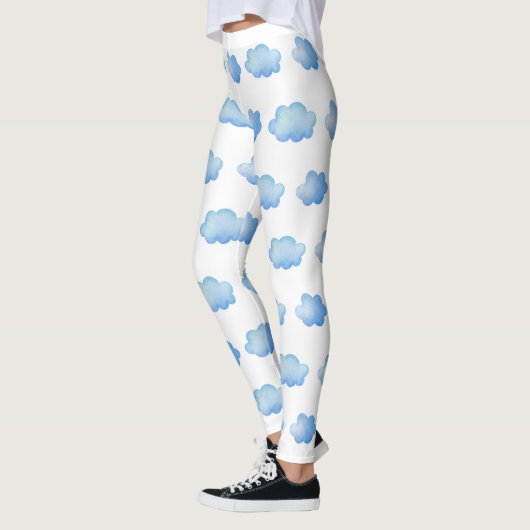 Niedliche blaue Himmelsmarbelwolke-Muster Leggings (Links)