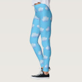 Niedliche Blaue Himmelswolken Muster Leggings Frau (Links)