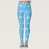 Niedliche Blaue Himmelswolken Muster Leggings Frau (Vorderseite)