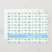 Niedliche blaue Jungs Reisezeit Dank Postkarte (Vorne/Hinten)