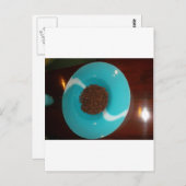 Niedliche blaue Kaffeebohnenahaufnahme Postkarte (Vorne/Hinten)