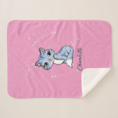 Niedliche blaue Katze auf rosa individuelle Name Sherpadecke (Vorderseite (Horizontal))
