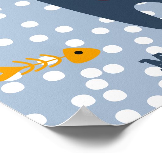 Niedliche blaue Katze - Blaue Kinder Schlafzimmer Poster (Ecke)