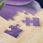 Niedliche blaue Katze in violetten Blumen Puzzle (Seite)