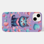 Niedliche blaue Katze mit Herz Hoodie | Kawaii Val Case-Mate iPhone Hülle (Rückseite (Horizontal))