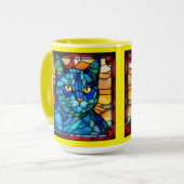 Niedliche blaue Katzen-Kaffeetasse Tasse (Vorderseite Links)