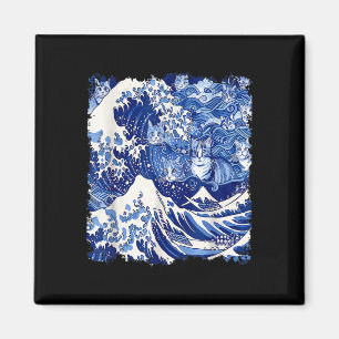 Niedliche blaue Katzen wellen nach Kamala Funny Bl Magnet