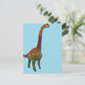 Niedliche blaue Kids brachiosaurus dinosaurier art Postkarte (Stehend Vorderseite)