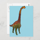 Niedliche blaue Kids brachiosaurus dinosaurier art Postkarte (Vorne/Hinten)