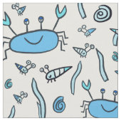 Niedliche Blaue Krebse Meerestiere Muschel Muster  Stoff (Nahaufnahme)