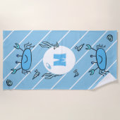 Niedliche Blaue Krebstiere Kids Monogram Beach Tow Strandtuch (Vorderseite)