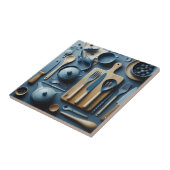 Niedliche blaue Küche Utensitic Tapete Fliese (Seite)