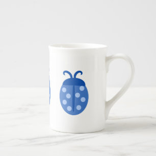 Niedliche Blaue Ladybug Porzellantasse