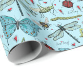 Niedliche Blaue Liebe Bug Insekten für Bug Lovers Geschenkpapier (Rolleneckpunkt)