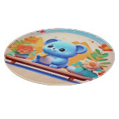 Niedliche blaue Maus mit Blume Schneidebrett (Ecke)