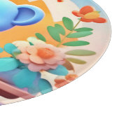 Niedliche blaue Maus mit Blume Schneidebrett (Ecke)