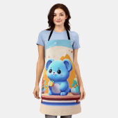 Niedliche blaue Maus mit Blume Schürze (Getragen)