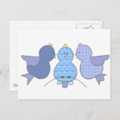Niedliche Blaue Muster Vögel mit Geheimnis Postkarte (Vorne/Hinten)