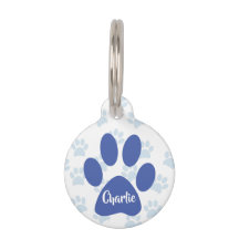 Niedliche blaue Paw druckt Personalisierte Pet-ID-