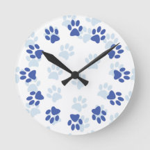 Niedliche blaue Paw-Prints für Heimtierfreunde Uhr